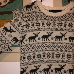 Winter moose & snowflake sweater